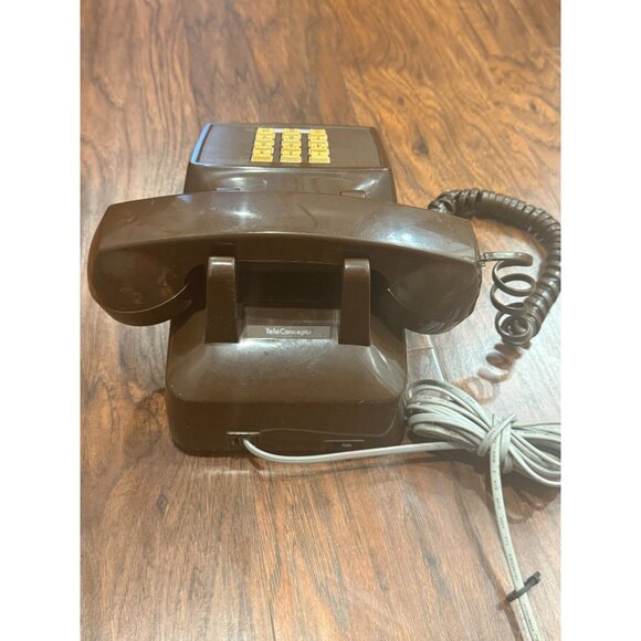 Vintage MCM TeleConcept Brown Push-Button Corded Telephone desk phone UNTESTED - Picture 10 of 10